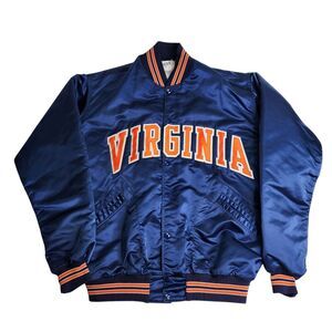 Vintage 90s University of Virginia Team Issued Satin Jacket Powers MFG Size 48
